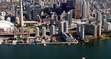 aerial view of Lake Ontario and Toronto skyline